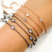 Cubic Zirconia Square Shape Connected Chain